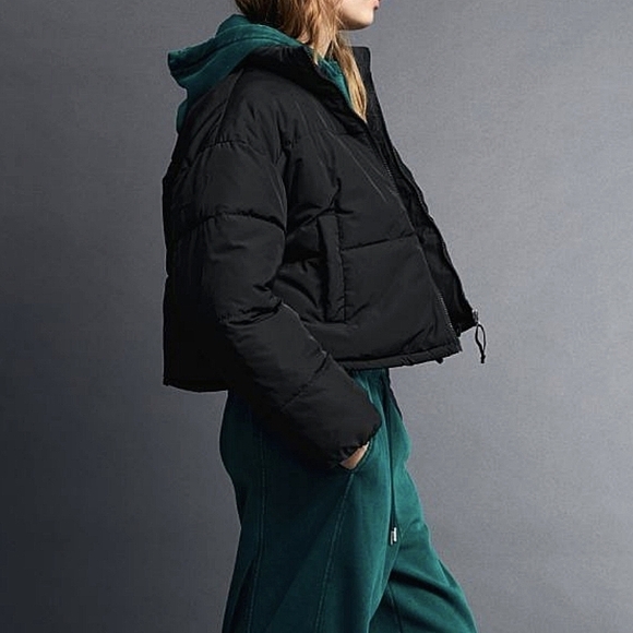 New H&M Puffer Jacket Size XL Black Puffer Winter Coat Womens Puffer Jacket - Picture 3 of 9